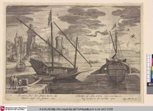 [Hafenszene mit dem Sturz des Ikarus; Ships in a Harbour with the Fall of Icarus]