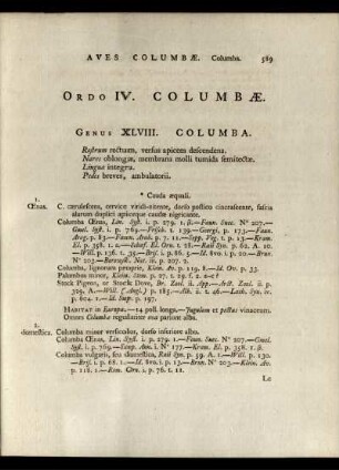 ORDO IV PASSERES COLUMBAE