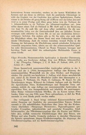 340-341 [Rezension] Neutestamentliche Apokryphen in deutscher Übersetzung