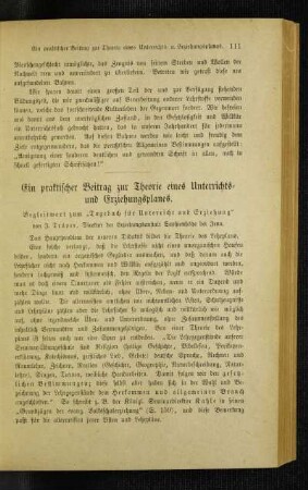 ¬Ein¬ praktischer Beitrag zur Theorie eines Unterrichts- und Erziehungsplanes : Begleitwort zum "Tagebuch für Unterricht und Erziehung"