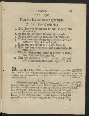 Cap. XIV. Von der Execution der Straffen