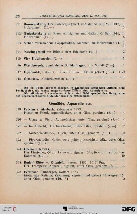 Gemälde, Aquarelle, etc. (Nr. 319-378)