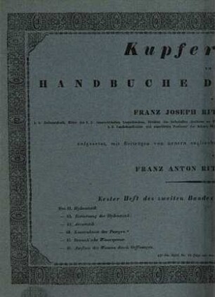 Handbuch der Mechanik. 2,[2], Kupfertafeln