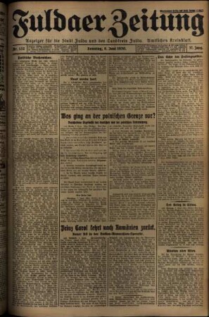 Erste Ausgabe vom Sonntag, den 08. Juni 1930.