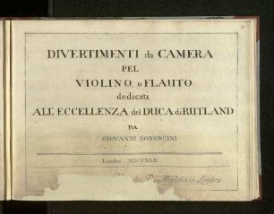 Divertimenti da Camera Pel Violino, o Flauto