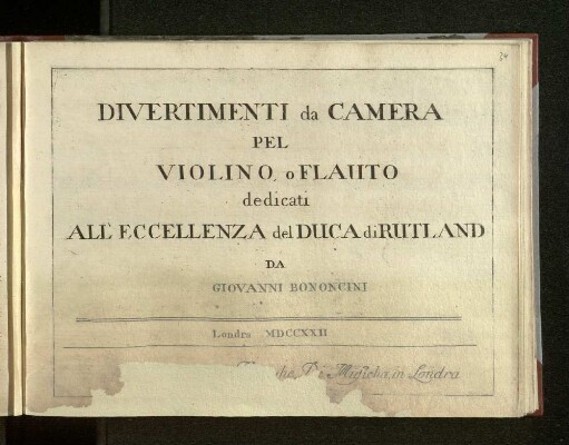 Divertimenti da Camera Pel Violino, o Flauto