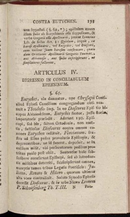 Articulus IV. Digressio in Conciliabulum Ephesinum.