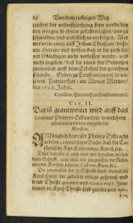 Cap. II. Darin[n] geantwortet auff das 3. capitul des Buchs Philippi Eilbrachtii/ ...