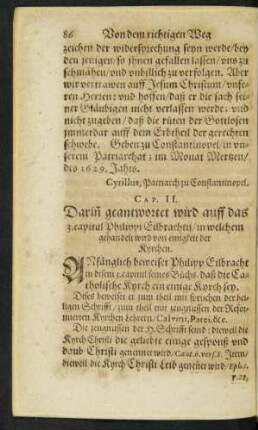 Cap. II. Darin[n] geantwortet auff das 3. capitul des Buchs Philippi Eilbrachtii/ ...