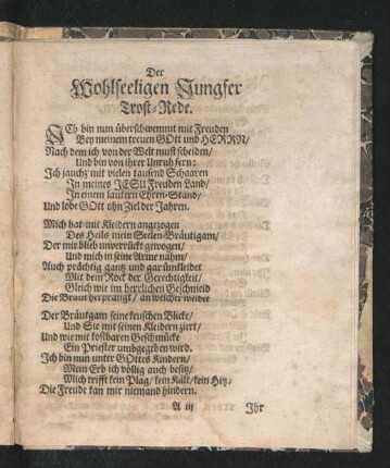 Der Wohlseeligen Jungfer Trost-Rede.