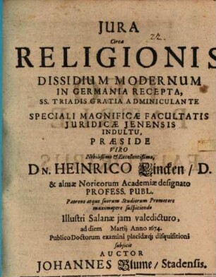 De iuribus circa religionis dissidium modernum in Germania receptis