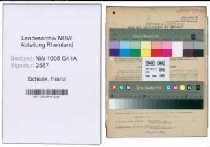 Entnazifizierung Franz Schenk , geb. 09.10.1906 (Polizeibeamter)