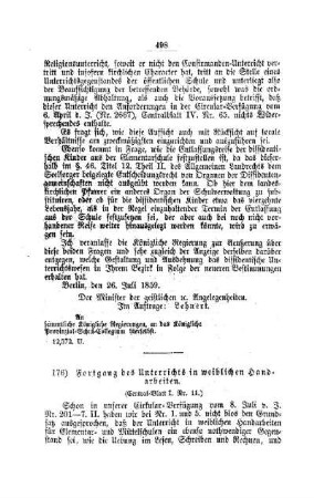 Fortgang des Unterrichts im weiblichen Handarbeiten : [IV. Elementarschulwesen]