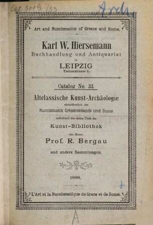 Katalog. 33. 1888