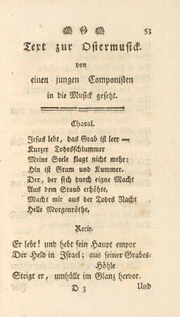 Text zur Ostermusick von einen jungen Componisten in die Musick gesetzt