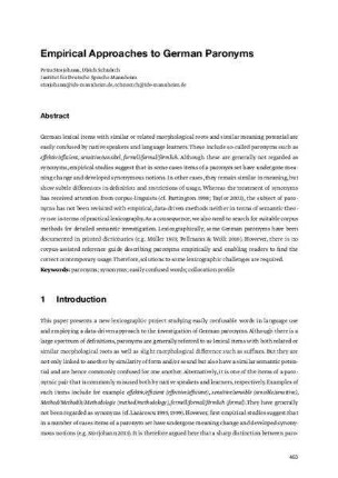 Empirical approaches to paronyms