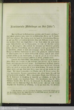 Naturhistorische Mittheilungen aus Süd-Afrika