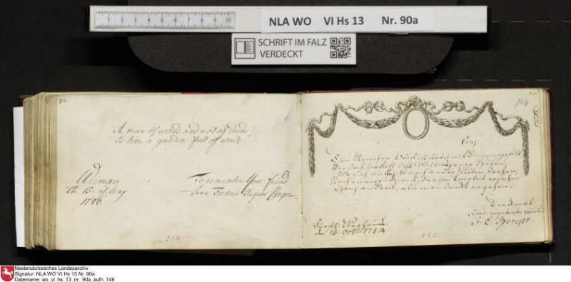 Stammbuch des Ernst Philipp Ludwig Zellmann (1763-1795) aus
                           Braunschweig