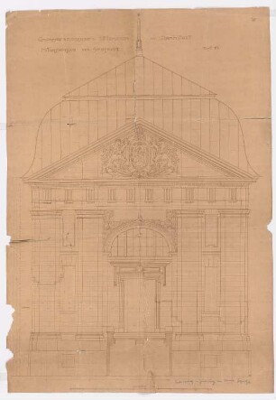 Großherzogliches Museum, Darmstadt: Ansicht Mittelpavillon der Südfront 1:25