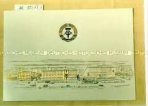 Klappkarte mit Emblem und Staatsratsgebäude