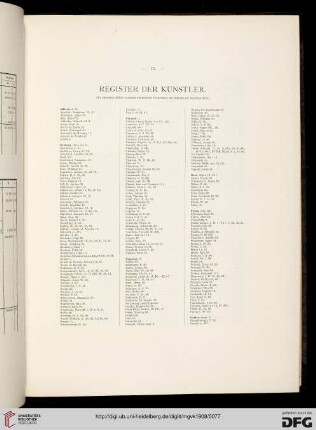 Register der Künstlernamen