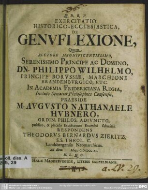 Exercitatio Historico-Ecclesiastica De Genuflexione