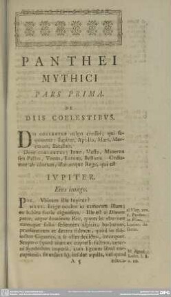Pars Prima. De Diis Coelestibus