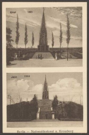 Ansichtskarte Nationaldenkmal am Kreuzberg, 1821 und 1928