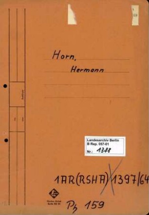 Personenheft Hermann Horn (*18.08.1911), SS-Hauptsturmführer