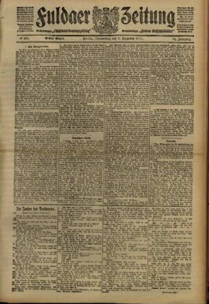 Erste Ausgabe vom Donnerstag, den 07. Dezember 1911.