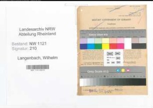 Entnazifizierung Wilhelm Langenbach , geb. 24.02.1896 (Fabrikant)