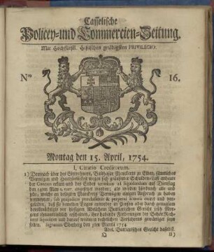 Nro. 16, Montag den 15. April 1754