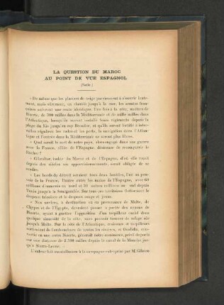 La question du Maroc au point de vue espagnol