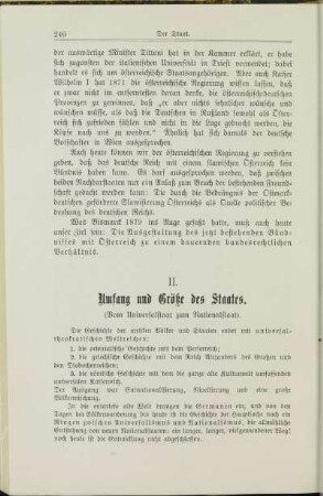 II. Umfang und Größe des Staates