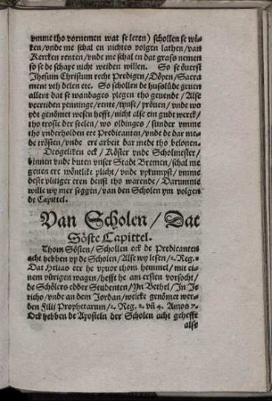Van Scholen / Dat Söste Capittel.