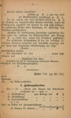 Muster VIII. (Zu Art. 65)