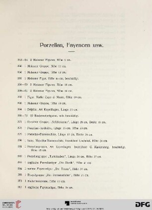 Porzellan, Fayencen usw. (Nr. 353-511)