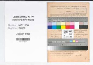 Entnazifizierung Irma Jaeger, geb. 19.01.1893 (Lehrerin)
