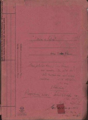 Notiz auf Drehbuchumschlag, handschriftlich von Romy Schneider