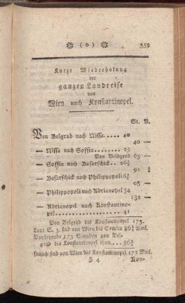 Kurze Wiederholung der ganzen Landreise von Wien nach Konstantinopel.
