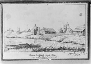 Ruinen des bischöflichen Schlosses Pilten nach einer Aufnahme von 1825