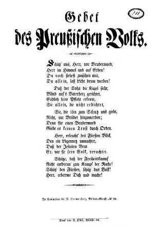 Gebet des Preußischen Volks.