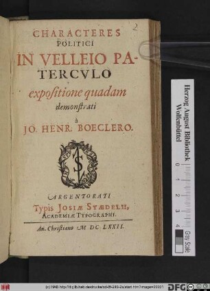 Characteres Politici In Velleio Paterculo