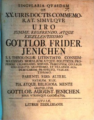 Singularia quaedam de XX. viris doctis
