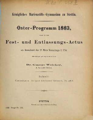 Oster-Programm. 1882/83