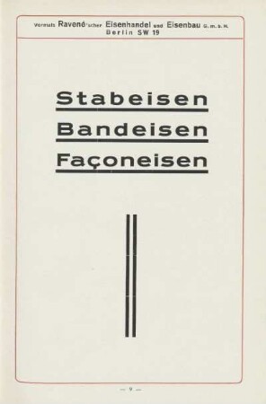 Stabeisen. Bandeisen. Faconeisen