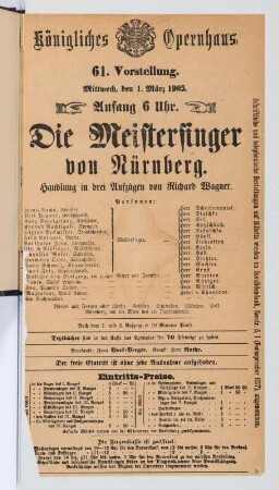 Theaterzettel "Meistersinger"