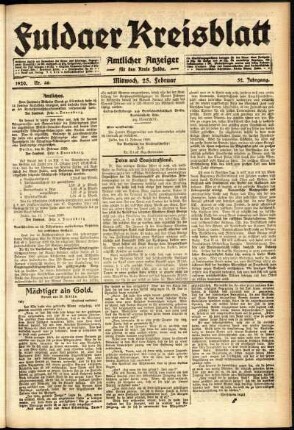 Ausgabe vom Mittwoch, den 25. Februar 1920.
