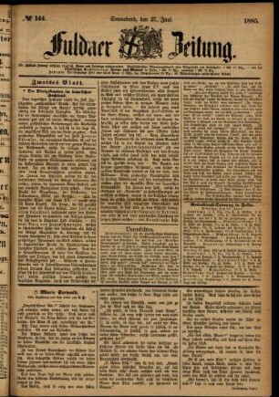Ausgabe vom Samstag, den 27. Juni 1885.