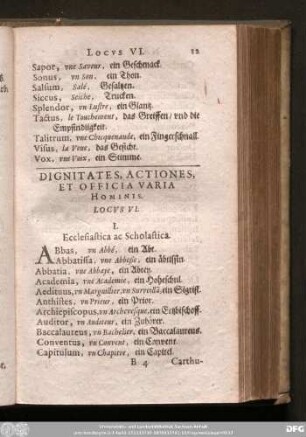 Dignitates, Actiones, Et Officia Varia Hominis. Locus VI.